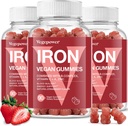 Suplemen Gummies Besi untuk Anak & Perempuan - Multivitamin dengan Besi for Blood Healthy, Great Tasting Vitamin Gummy dengan Vitamin C untuk Peledak Max - Strawberry (3 Paket)