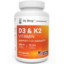 Kekuatan Maksimal Dr Berg 2-in- 1 Vitamin D3 5000 IU = 124; Alal D3 14; 4X Buruh Diverifikasi & Verifikasi 124; Absorpsi Tinggi Formula 124la; K2 D3 Vitamin Suplemen - 60 Capsules