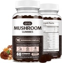 Mushroom Gummies 10 Blend Mushroom Kompleks 2500mg dengan Lions Mane, Cordyceps, Turkey Tail, Chaga, Suplemen Reishi - Fokus, Kejelasan, Ingatan, Energi, Support kekebalan - 60 Gummies