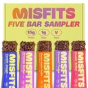 Misfits Vegan Protein Bars - Updated Recipe 124; Plant Based, Low Sugar & Carb, High Fiber Snacks 126; Variety Sample Pack untuk Trial The Flavors 124; Pack dari 5 (1 dari Setiap Flavor)