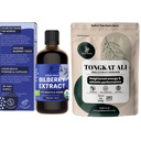 Jungle Powders Tongkat Ali for Men Pounders 200: 1 Extract 5 Ounce Bag, Wild Bilberry Extract for Eyes Organic 3.4oz Tambahan Bilberry Botol untuk Mata