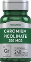 Piping Rock Chromium Picolinate 200mcg 124; 240 Tablet 12.4; Vegetarian, Non- GMO, Gluten Free Suplemen