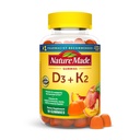 Nature Made Vitamin D3 K2 Gummies, Vitamin D 5000 IU Per Serving for Bone, Teeth, Muscle and Imune Dupport, 50 Gummy Vitamin, 25 Day Suppply