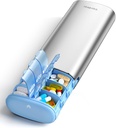 Vaydeer 7 Day Weekly Pill Organizer 2 Kali sehari, Metal Am Pm Travel Case, Large Capacity Dua kali Kotak Pil Cute untuk Suplemen, Pil, Vitamin dan Obat-obatan (Sliver)