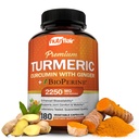 NutriFlair Turmeric Curcumin dengan Ginger dan BioPerine Black Pepper Suplemen, 180 Capsules - 95% Curcuminoid - Dukungan Gabungan, Antioksidant, Anti Aging - Natural, Non-GMO, Vegan Maksimal Potensi