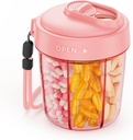 AUVON Large Pill Dispenser ke Toko 7 Berbagai Suplemen, Travel Pill Organizer dengan Anti- Mix Design, Pill Bottle dengan Wide Opender & Slider Lid Mudah digunakan, termasuk 20 Blank Sticker, Pink