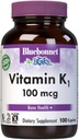 Bluebonnet Vitamin K1 100 mcg Support Bone Health - Phylloquinone Crystaline Vitamin K Suplemen - Non-GMO, Kosher Cerdened, Gluten- Free, Dairy- Free - 100 Vegan Caplets