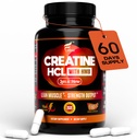 Cretine HCL Capsules with HMB - Workout Suplement for Men & Women, Muscle Builder, Endurance, Power, Superior to Monohydrate: Instantized for Max Absorpsi, No Loads, No Bloat, 180 Vegan Capsules