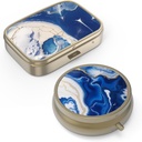 Hion Pill Case Pill Box with Mirror Retro Small Pil Case for Purse or Pocket Bronze Pill Box or Vitamin, Fish Oil, Suplemen, Pill Containe Travel Gifts (2PCS)