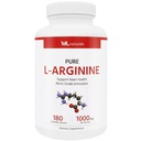 ML Pure L-Arginine 1000 mg 180 Vegetable Capsules. Acid amino, Nitric Oxide Stimulator, dan Support Heart Health, NSF- Sertifikasi & cGMP- Compliant.