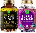 Magu Superfood Katup Minyak Benih Hitam dan Ungu Laut Moss Capsules Bundle