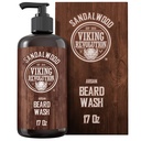 Viking Revolution Beard Wash Shamhow / Argan & Jojoba Oils - Softens & Strengthens - Sandalwood Scent - 17 oz Shamne