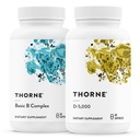 THORNE - Kompleks B Dasar (60 Kapsul) & Vitamin D-5000 (60 Kapsul) Bundle - Mendukung Produksi Energi Sel, Kesehatan Otak & Sehat Bones - Gluten, Dairy & Soy- Bebas