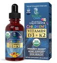 USDA Organik Vitamin D3 K2 Liquid Drops 126; Vitamin D3 K2 Suplemen untuk Anak-anak & Toddlers Ages 1 + 14; Suplemen Anak-anak untuk Calcium Absorpsi Bones Kuat 124; Vegan, Non-GMO 124; 2 Fl Oz