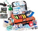 Scherber Fully- Stocked Premium First Responder Bag 124; HSA / FSA Approved 124; Large Pro EMT / EMS Trauma, Bleeding & OxyMedical Kit 124; CAT Tourniquet, HyFin Chest Seal & 260 + First Aid Supplies (Orange)