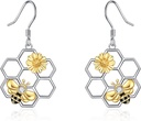 LUHE Bee Earrings for Women 925 Sterling Silver Bumble Earrings with Honeycomb Honeybee Jewelry Gifts for Women