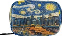 Pill Box 7 Day Starry Night Sky City Case Bag Travel Pill Organizer Bag dengan Zipper Portable Case Compact Size for Vitamin Suplemen