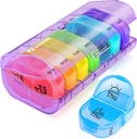 AUVON Pill Box 2 Kali sehari, Weekly Pill Organizer AM PM dengan 7 Daily Pocket Case untuk Hold Vitamin, Medicine, Medication, and Suplemen