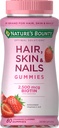 Nature 's Bounty Optimal Solutions Hair, Skin & Nails Vitamin Gummies dengan Biotin, 2500 mcg, Strawberry, 80 Count, 40 Total Servis