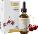 Maxler Liquid Biotin Drops - Vegan Biotin Vitamin for Hair Skin and Nails - Biotin Suplemen untuk Metabolisme Carbohydrates, Protein & Fats - 6000mcg dari Biotin Liquid Per Serving - Cherry Flavor