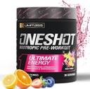 Bubuk Pra Karkout Oneshot for Men and Women - BCAAS Amino Acids Suplement Powder, 200mg Caffeine, Beta Alanine Powder, Citrulline Malate Labrain Pretraining Powder - Fruit Punch - 30 Servings