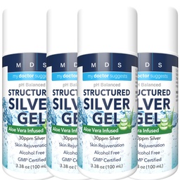 Extra Strength Colloidal Silver Gel 30plm with Aloe Vera - pH Balanced Structured Silver - Triple Power Soothe & Relieve - Easy Pump Bottle, 3.38Oz (4 Pack)