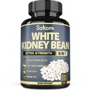 Satoomi 6in1 White Kidney Bean Extract Capsules - 6 Month Supply - Extra Blend with Olive Leaf, Green Coffee Bean & Green Tea - 180 Counts