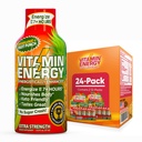 Vitamin Energy Immune + Extra Energy Shot Fruit Punch 24 Pack, 260mg Natural Caffeine, B-Vitamin, Citicoline, Green Tea, Imunity & Focus Dukungan, Zero Sugar, Gluteng-Free 1.93 fl oz