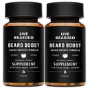 Live Bearded Beard Boost - Beard Growth Vitamin for Men with Biotin, Collagen, Silica, Fo- Ti Root - Pertumbuhan Rambut untuk Pria, Dibuat di Amerika Serikat 124; 60- Day Suppply