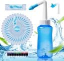 Neti Pot Sinus Rinse Bottle Nose Wash Pressure Rinse Nasal Irrigation dengan 60 Nasal Salinks & 300 ML Neti Bottle Refill Kit Idea dan Sticker Thermometer untuk Adult & Kid