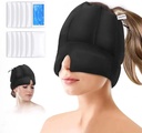 Kumpulan Kepala Es Migraine - Kepala Sakit kepala Relief Cap dengan Compress Cold, Kandang Gel untuk Relief Sinus, Kepala Kompress Facial Cold Cover for Tension, Stress and Hangover Relief (Hitam)