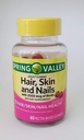 Spring Valley Hair, Skin dan Nails dengan 2500 mcg dari Biotin Dieter Suplemen, 60 Pectin- Berdasarkan Gummies