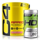 C4 Ripped & SuperHD, Bundle Thermogenic, Popper Pre Workout C4, Raspberry Lemonade 30 Servings + SuperHD dengan Capsimax dan Green Tea Extract, 60 Servings