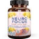 Brain Booster Gingko Biloba Suplemen - Nootropics for Mind, Focus, Memory, Clarity with Bacopa Monnieri, St. Johns Welt - 30 Brain Food Capsules