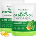 Minyak Oregano Softgeels 6000mg 2, 2 dalam 1 Formulated with Black Seed Oil 120 Count, Oregano Oil Capsules Organic, Gluten Free Oil of Oregano Softgels, Non-GMO & Imune Dupport