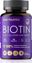 Biotin dengan Hydrolysed Collagen dan Keratin, 5000mcg Biotin untuk Pembangunan Rambut, Skin & Nails & Energy Produksi Amerika Serikat Membuat Vitamin A, C, D3, E, B1, B2, B7, B12 Kompleks