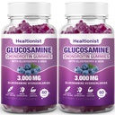 2 Packs 3000mg Glucosamin Chondroitin Gummies dengan MSM & Elderberry - Ekstra Kekuatan Kesehatan Gabungan, Fleksibilitas, Antioksidant Immune Dukungan Gummy untuk Dewasa, Pria & Perempuan 120 Cts