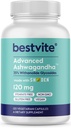 Bestvite Advanced Ashwagandha 120mg w / Shoden (120 Kasules Vegetarian) - Secara klinis Studi Mengarah Industri 35% Withanolide Glycosides - Tidak Ada Stearat - Vegan - Non GMO - GMO Bebas