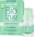 Biotrue Hydration Boost, Preservative- Free Eye Drops for Dry Eyes, Instantly Moisturizes, Rehydrates, Contact Lens, Refresh & Relieve Eye Irritation, 0.33 FL Oz (Paket 2)