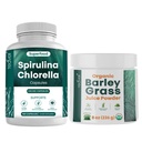 Teaveli Spirulina Chlorella Capsules dan Barley Grass Juice Budle