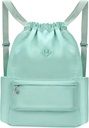 Drawstring Backpack dengan Wet Pocket Backpack Water- Resistant Cinch String Bag Beach Swim for Women