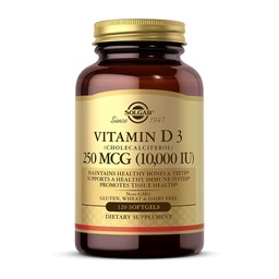 Solgar Vitamin D3 (Cholecalferol) 250 MCG (10.000 IU), 120 Softgels - membantu mempertahankan Healthy Bones & Teeth - Imune System Support - Non GMO, Gluten / Dairy Free - 120