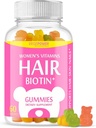 Rambut Biotin Gumi Vitamin 10000mcg - Tambahan Biotin untuk Kesehatan, Kuat, Rambut Cantik & Nails, Bukan-GMO, Vegan Chewable Gummies untuk Perempuan & Pria - 60 Gummy