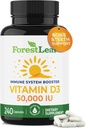 ForestLeaf Vitamin D3 50.000 IU 124; VIT D - VIT D3 Vitamin D Suplemen Perempuan dan Pria 124; Bone Health, Teeth, Ammune Dukungan 124; Mudah untuk Swallow Pistols 124; Potensi Tinggi WEEKLY Dose, 4- Tahun Supply, 240 Caps