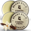 Striking Viking Balm for Men - Leave in Beard Conditioner - Styling Balm Made with Alamiah Deherved Beard Butter, Argan & Joba Ounce (2 Ounce (2), Vanilla 2 Pack)