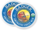 Badger Aromatic Chest Gosok, 100% Organic Vaporub w / Eucalyptus & Lavender Escience Oil untuk Membersihkan & Soothe, All- Natural Chest Relaffic Relief untuk Dewasa & Anak-anak, 2 oz Tin, 2-Pack