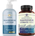 Lotion Magnesium and Magnesium Citrate Supplement Negan 124; Full Body Magnesium Support for Body and Mind with 8 Fl Oz Topical Magnesium Plus 2 Monday Suply Magnesium Complex Pills