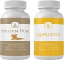 PURE ORIGINAL INGREDIENTS Psyllium Husk & Quercetin Capsule Bundle (100 Capsules Masing-masing), Tidak Ada Additives atau Fillers, Lab Verified