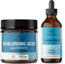HERBAMAMA Hyaluronic Acid and Lemon Balim Kit - Bundle of 250 mg Hyaluronic Acimi & Lemon Balm Leaf Extract 4 lf oz - Vegan, Non-GMO, Alcohol- Free - 2 Pack