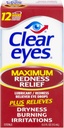 Clear Eyes Maximum Redness Eye Drops 0.50 oz (Paket 3)